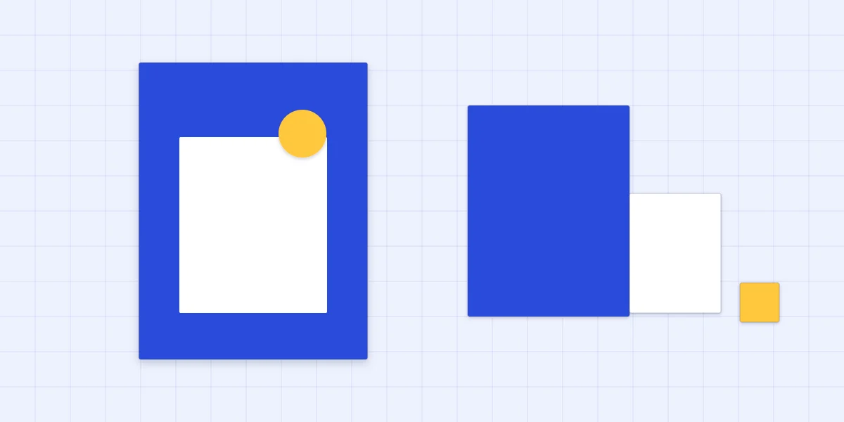 A card front using one dominant color, one secondary and a small accent, with three matching swatches in the same proportions