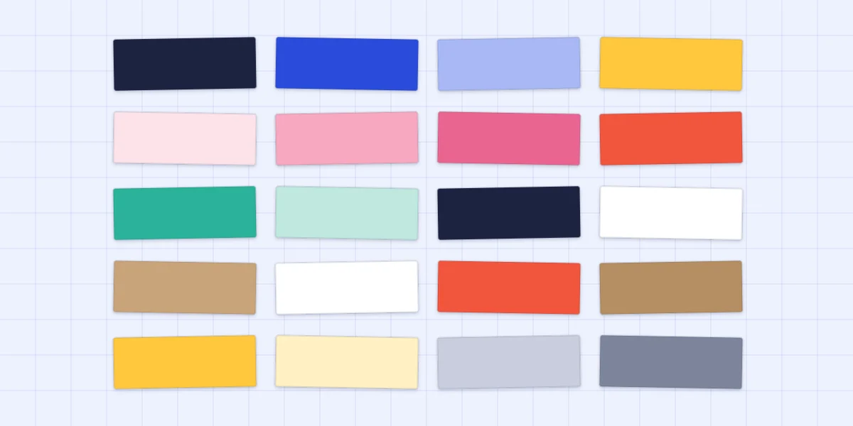 Five rows of paper swatches showing ready-made card color palettes