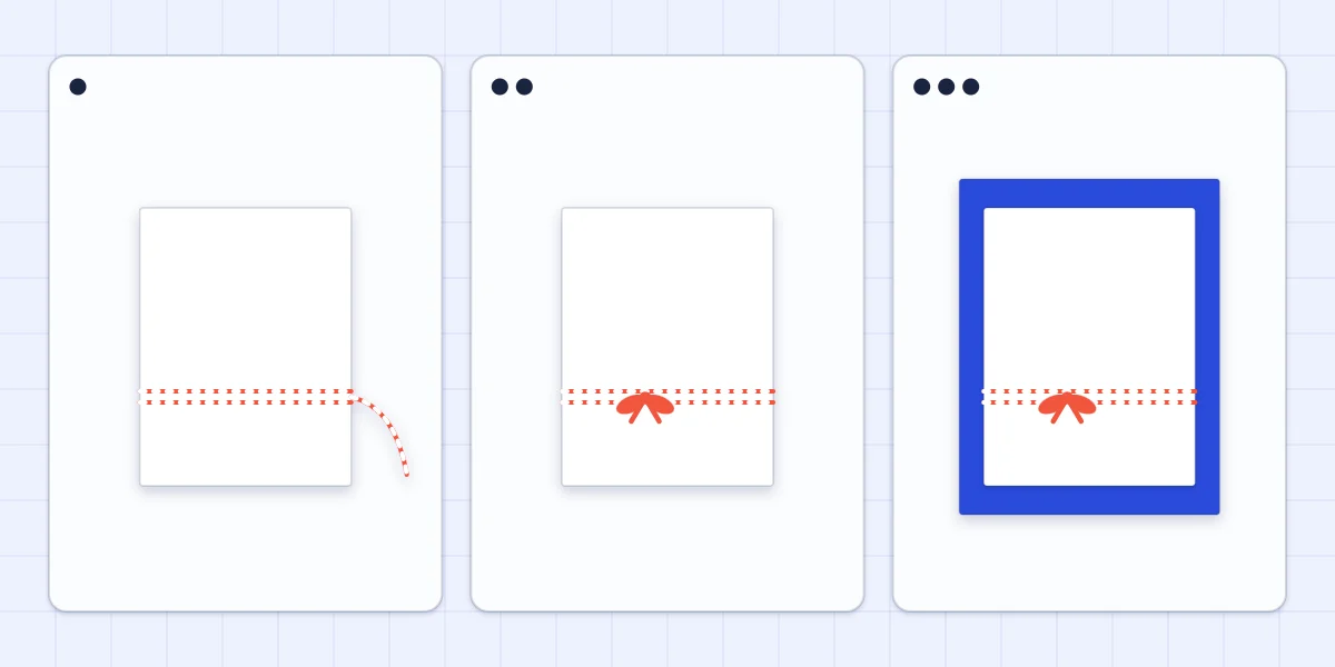 Three steps of wrapping twine around a panel, tying a bow and mounting the panel on a card